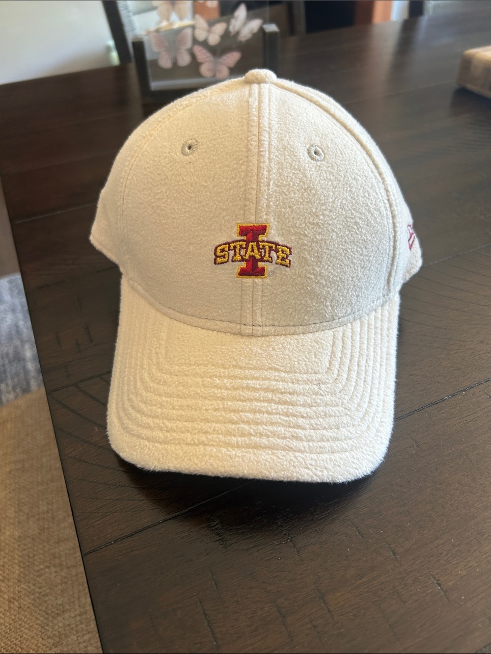 New Era Iowa State White Terry Cloth Cap with Red & Gold Logo
